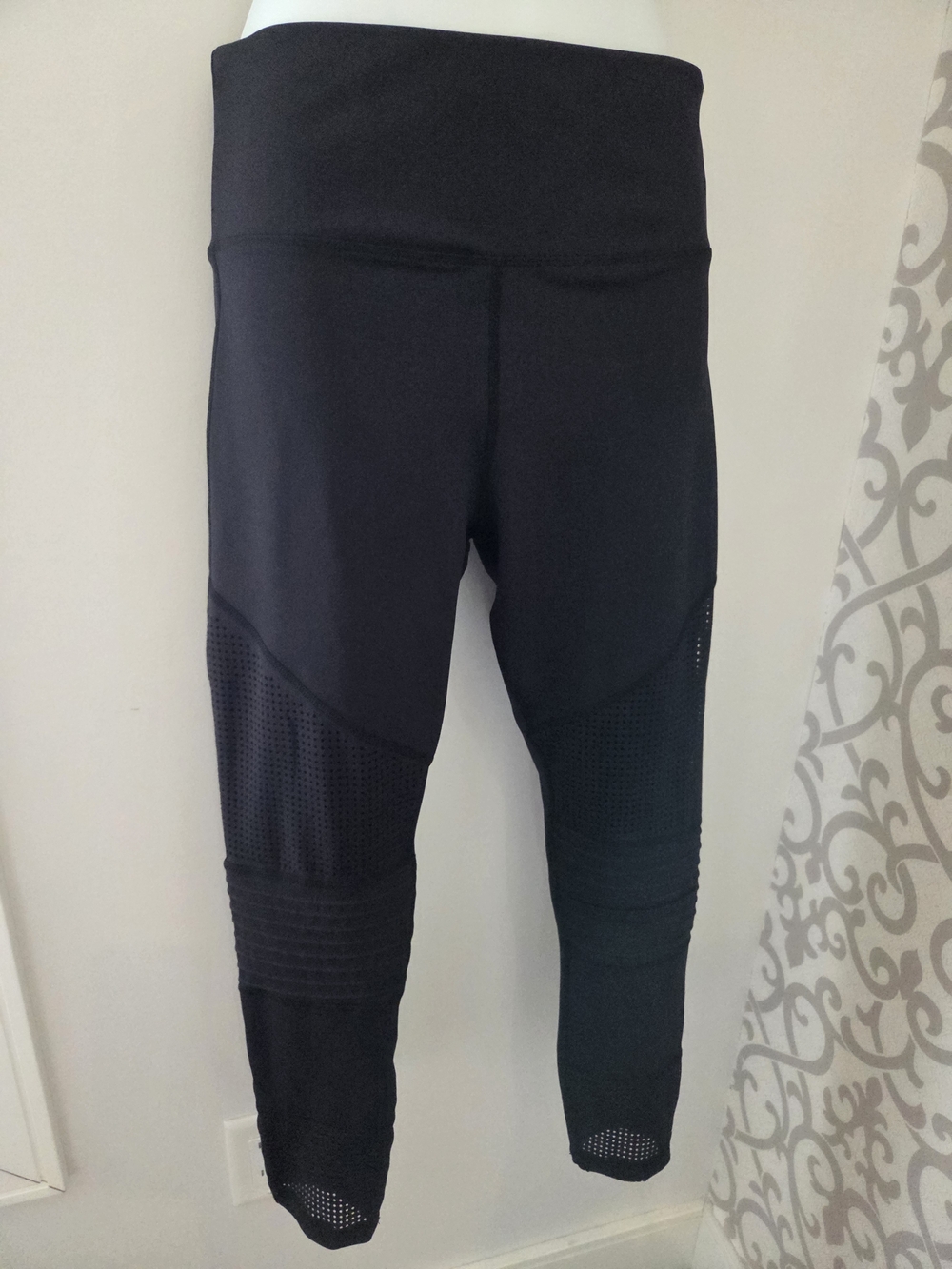 Zyia Moto Black High-Waist Mesh Panel Leggings 8-10